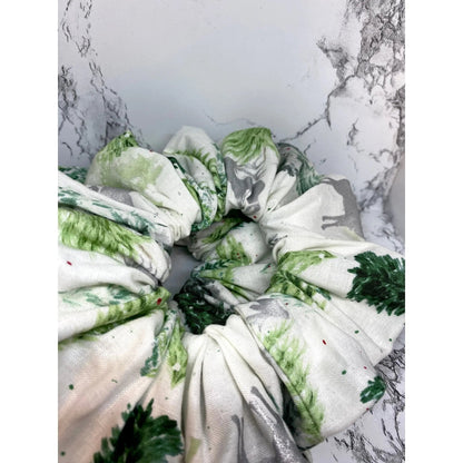 Silver Reindeer and Christmas Trees Scrunchie