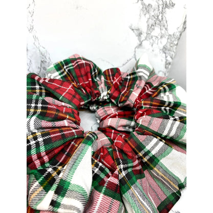 Red, Green, and White Plaid Christmas Scrunchie