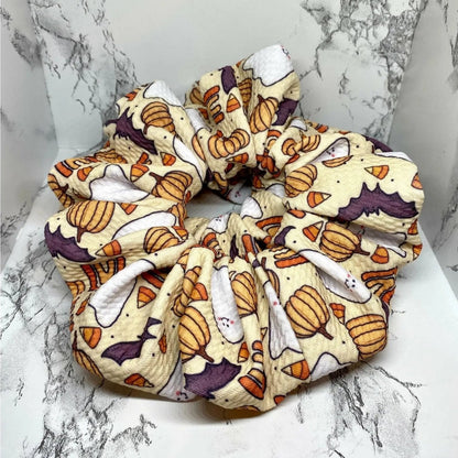 Ghost and Bat Bullet Halloween Scrunchie