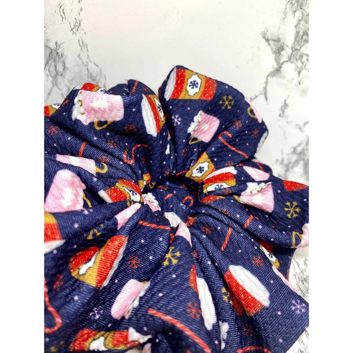 Blue Hot Chocolate Christmas Bullet Scrunchie