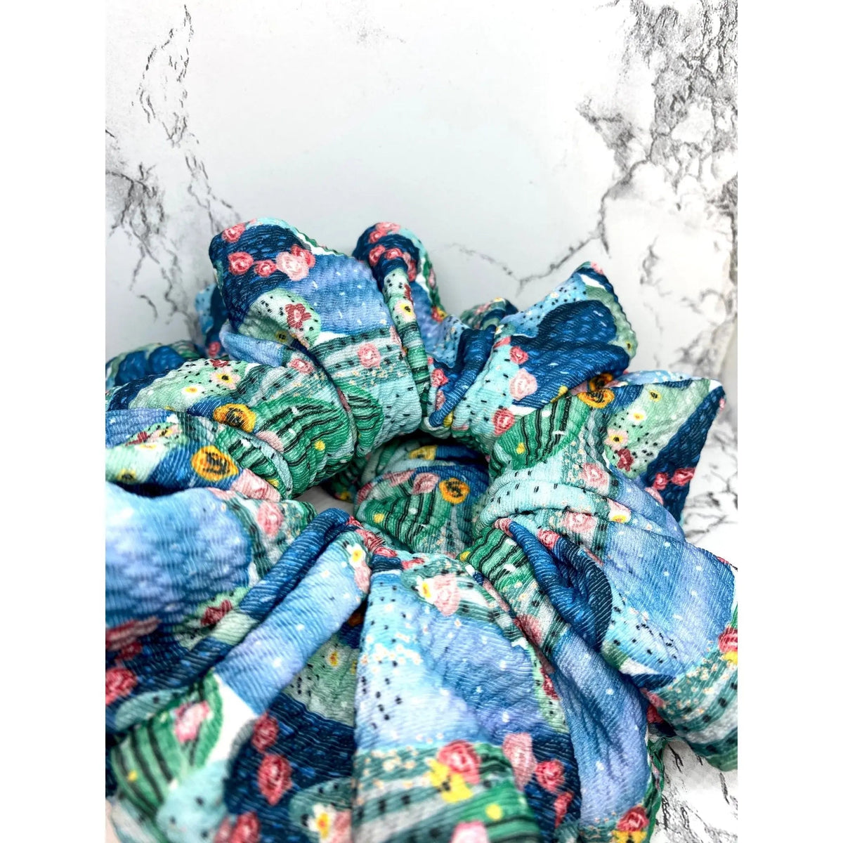 Floral Cactus Summer Bullet Scrunchie