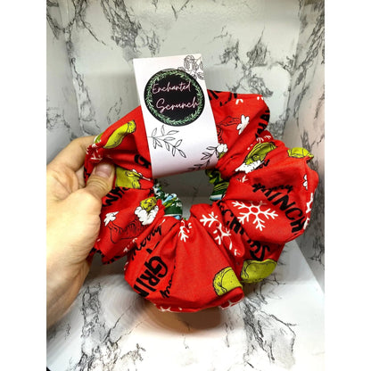 Green and Red Grinch Christmas Set Scrunchie