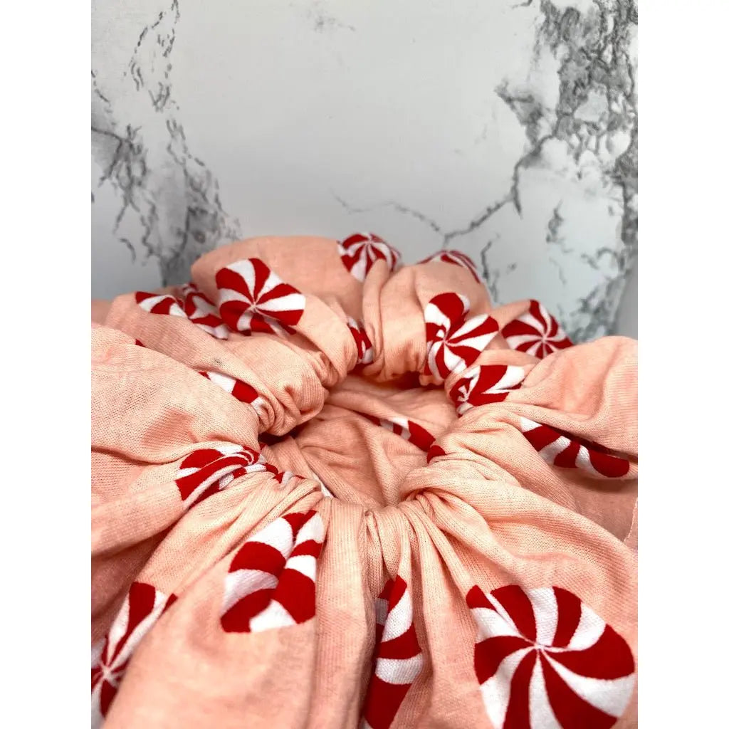 Pink Peppermint Christmas Scrunchie
