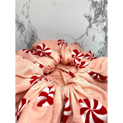 Pink Peppermint Christmas Scrunchie