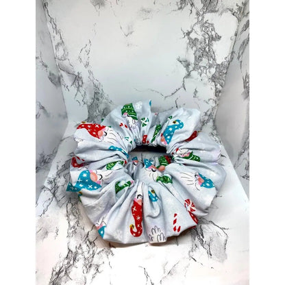 Grey Gnomes Christmas Scrunchie