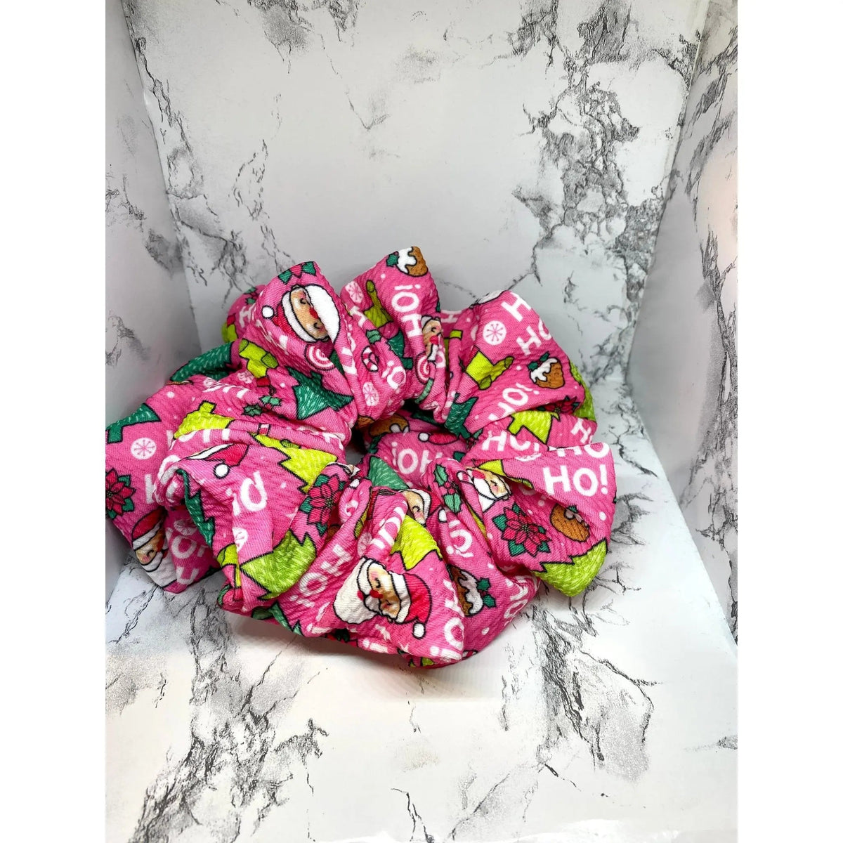 Pink Hohoho Christmas Bullet Scrunchie