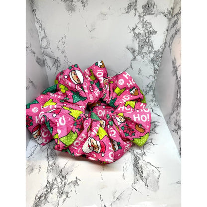 Pink Hohoho Christmas Bullet Scrunchie