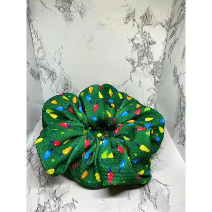 Green Lights Christmas Bullet Scrunchie