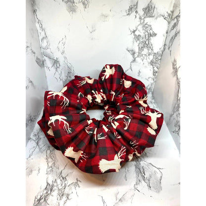 Reindeer Buffalo Christmas Scrunchie
