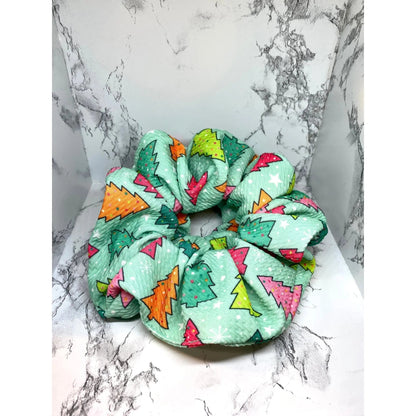 Mint Green Christmas Tree Bullet Scrunchie