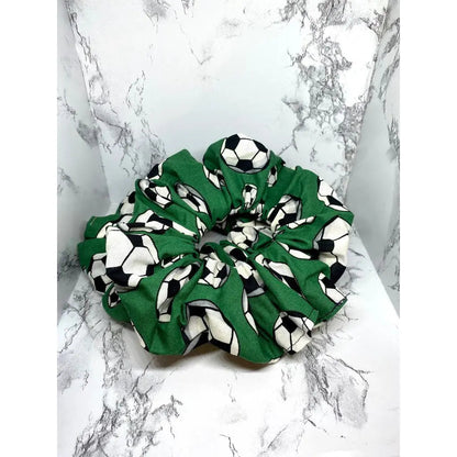 Green Soccer Sports Scrunchie