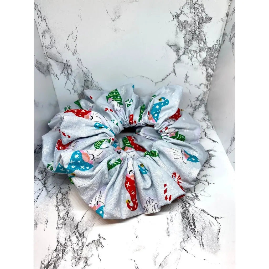 Grey Gnomes Christmas Scrunchie