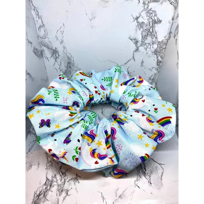 Blue Rainbow Unicorn Scrunchie