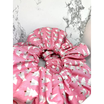 Pink Trees Christmas Scrunchie