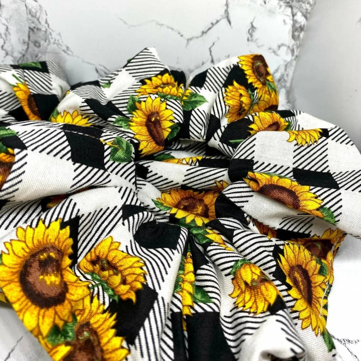 Sunflower Buffalo Plaid Scrunchie