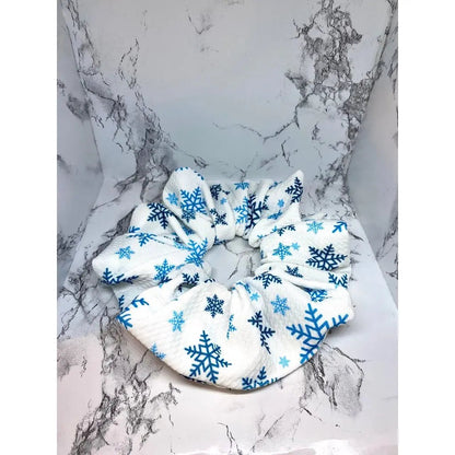 Blue Snowflake Bullet Christmas Scrunchie