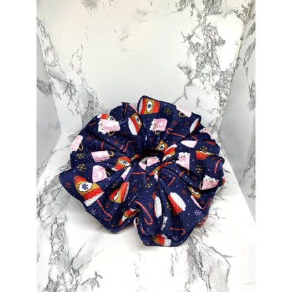 Blue Hot Chocolate Christmas Bullet Scrunchie