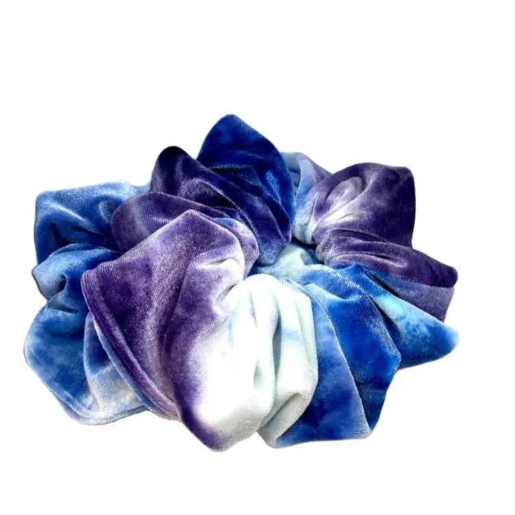 Blue & Purple Tie Dye Velvet Scrunchie