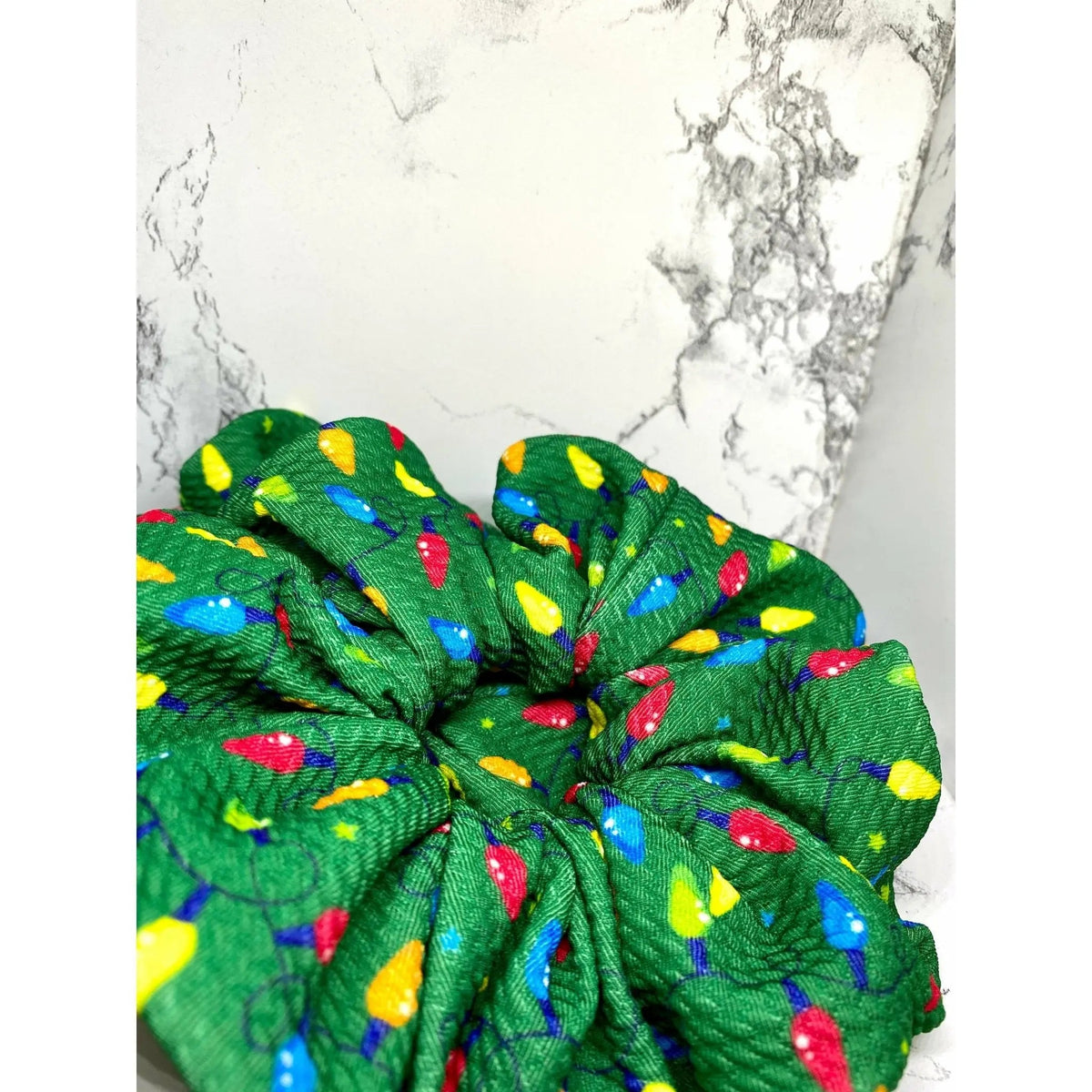Green Lights Christmas Bullet Scrunchie