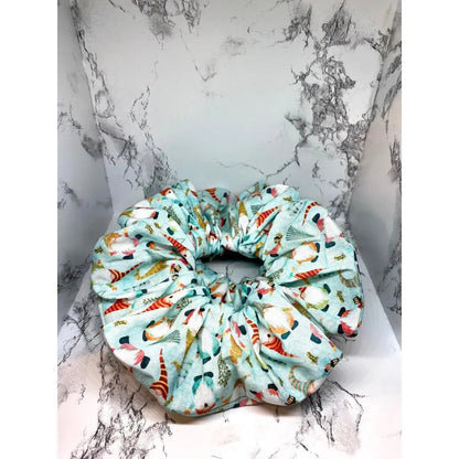Blue Gnomes Christmas Scrunchie