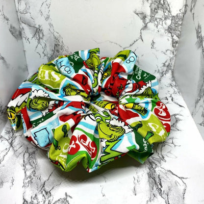 Green Grinch Christmas Scrunchie