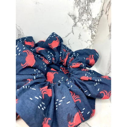 Navy Crab Summer Scrunchie
