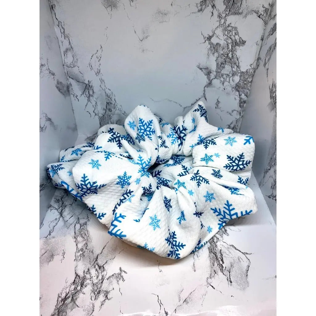Blue Snowflake Bullet Christmas Scrunchie