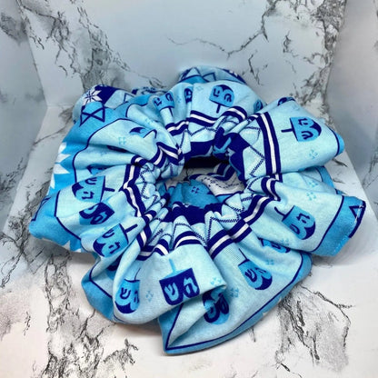 Blue Hanukkah Scrunchie