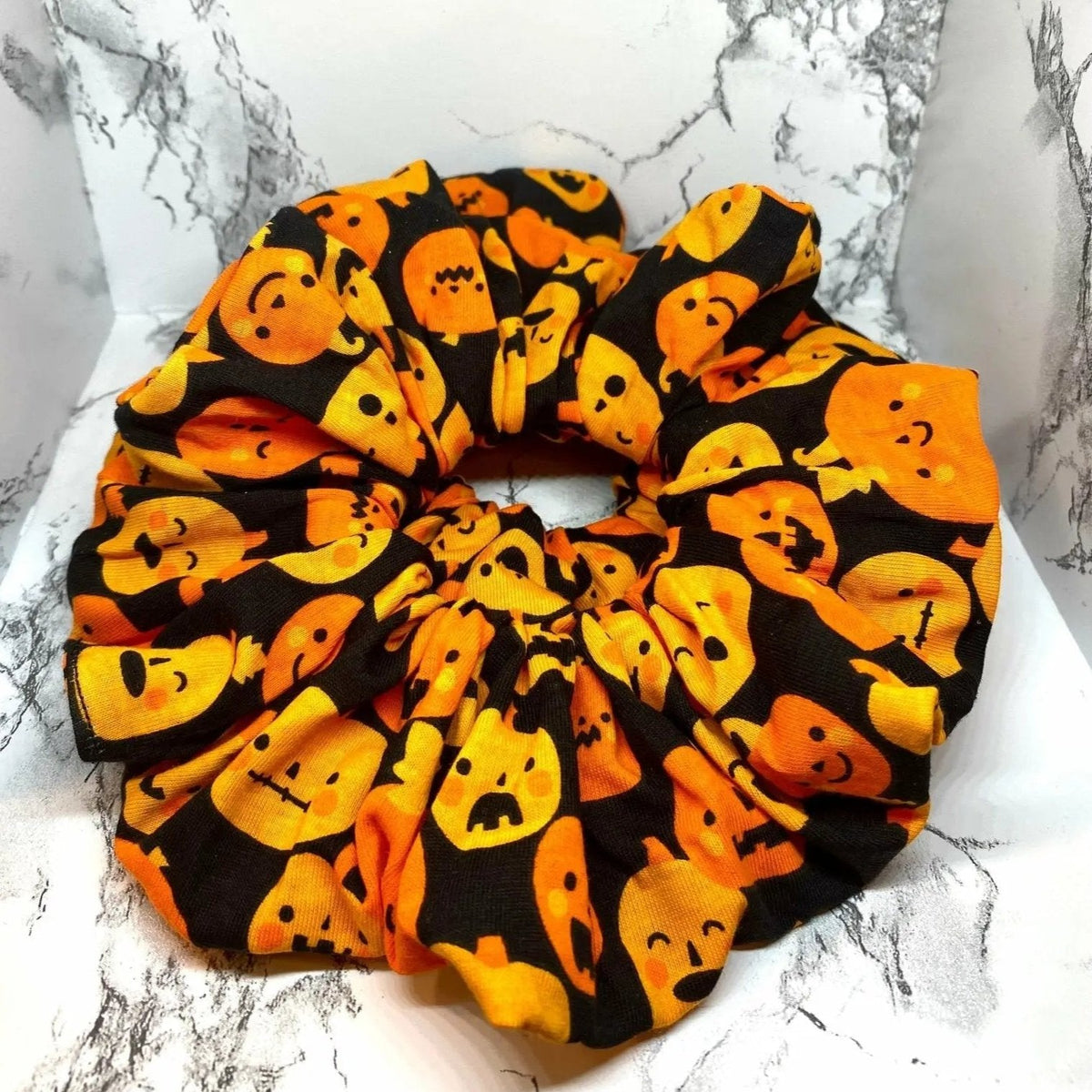 Black Pumpkins Halloween Scrunchie