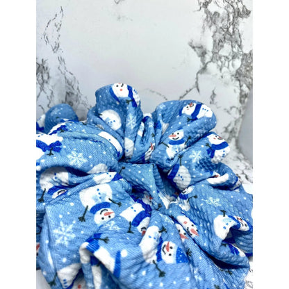 Snowflake Snowman Christmas Bullet Scrunchie