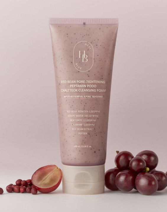 HEVEBLUE Red Bean Pore-Tightening Peptamin Podo Chaltteok Cleansing Foam 100ml