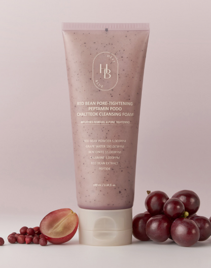 HEVEBLUE Red Bean Pore-Tightening Peptamin Podo Chaltteok Cleansing Foam 100ml