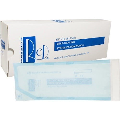 RED NAIL STERILIZATION POUCHES 3-1/2" x 10" (9 x 25cm)